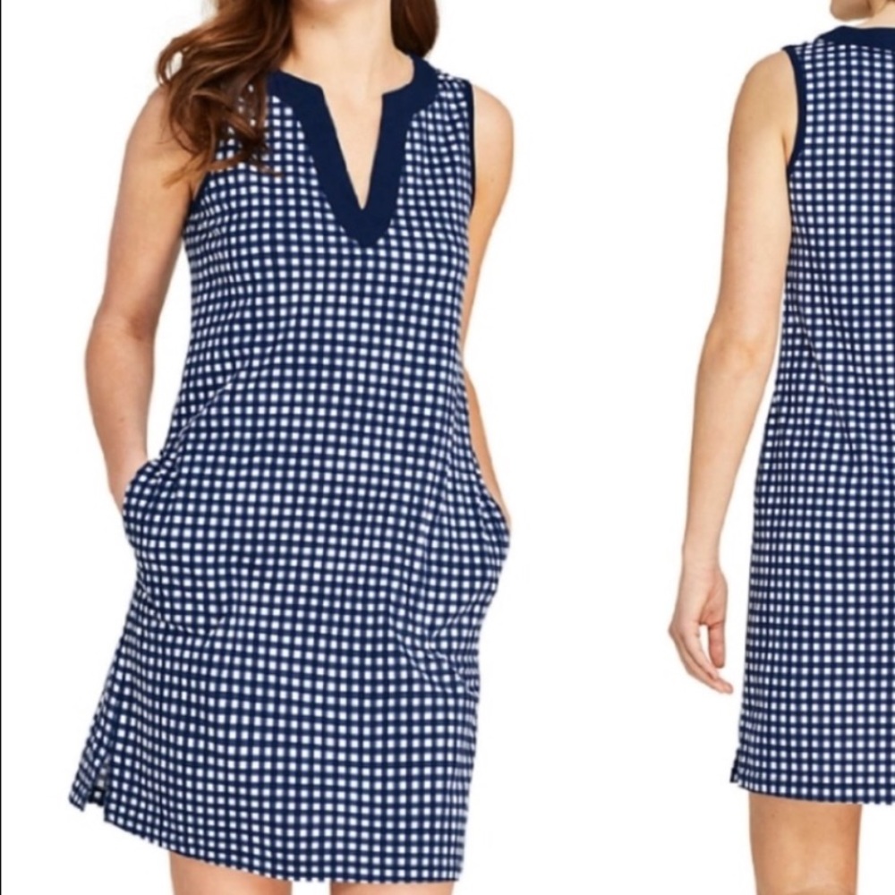 Draper James x Lands End blue gingham dress.Size M
